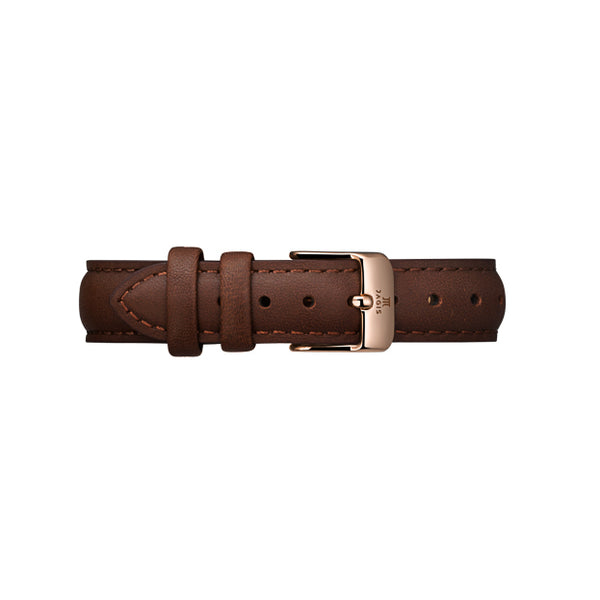 Braunes Italienisches Lederband mit rosé goldenem Verschluss - 32mm