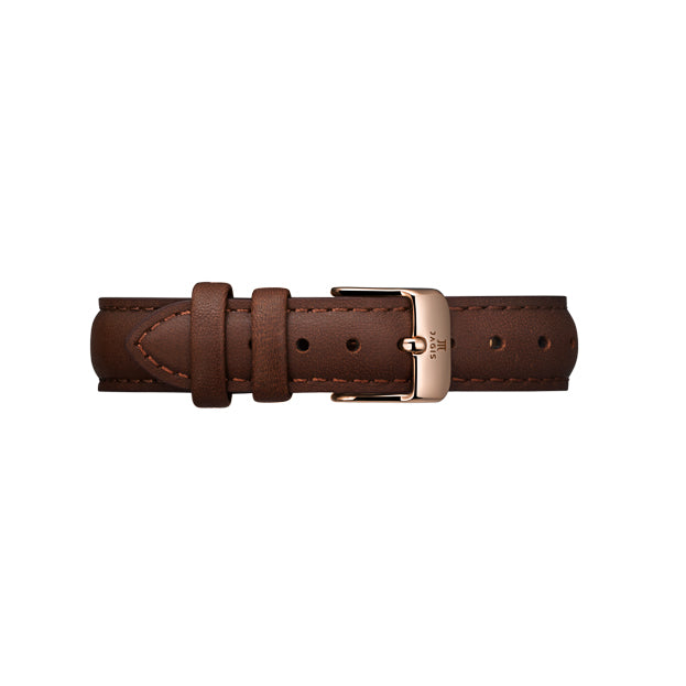 Braunes Italienisches Lederband mit rosé goldenem Verschluss - 32mm