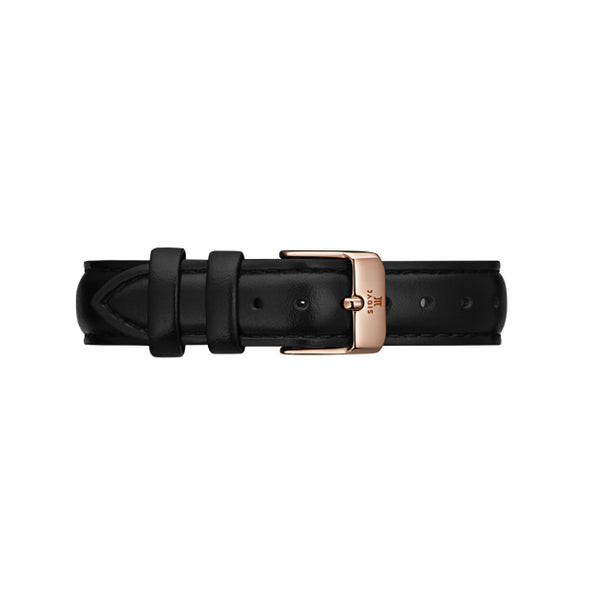 Schwarzes Italienisches Lederband mit rosé-goldenem Verschluss - 32mm