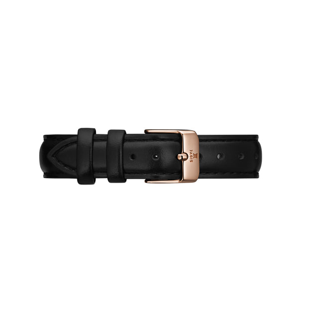 Schwarzes Italienisches Lederband mit rosé-goldenem Verschluss - 32mm