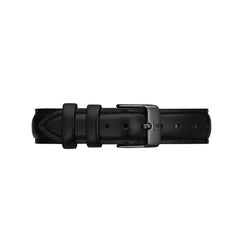 Schwarzes Italienisches Lederband mit schwarzem Verschluss - 32mm