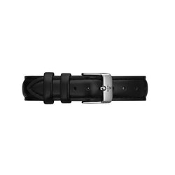Schwarzes Italienisches Lederband mit silbernem Verschluss - 32mm