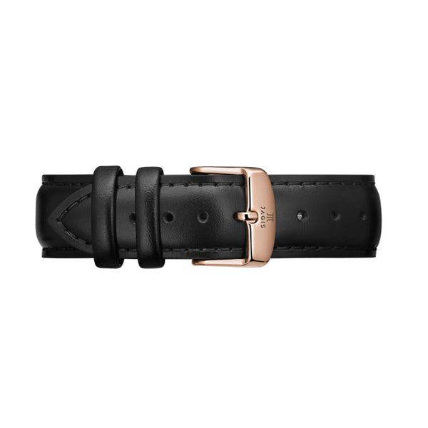 Schwarzes Italienisches Lederband mit rosé-goldenem Verschluss - 40mm