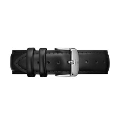 Schwarzes Italienisches Lederband mit silbernem Verschluss - 40mm
