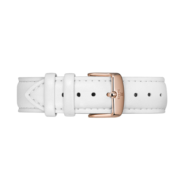 Weißes Italienisches Lederband mit rosé goldenem Verschluss - 40mm
